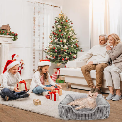 Heated Cats Bed for Indoor Use, Electric Heated Pets Heating for and Small Dogs, Washable Pets Bed with Automatic Heating Pad (23X20X7 Grey)