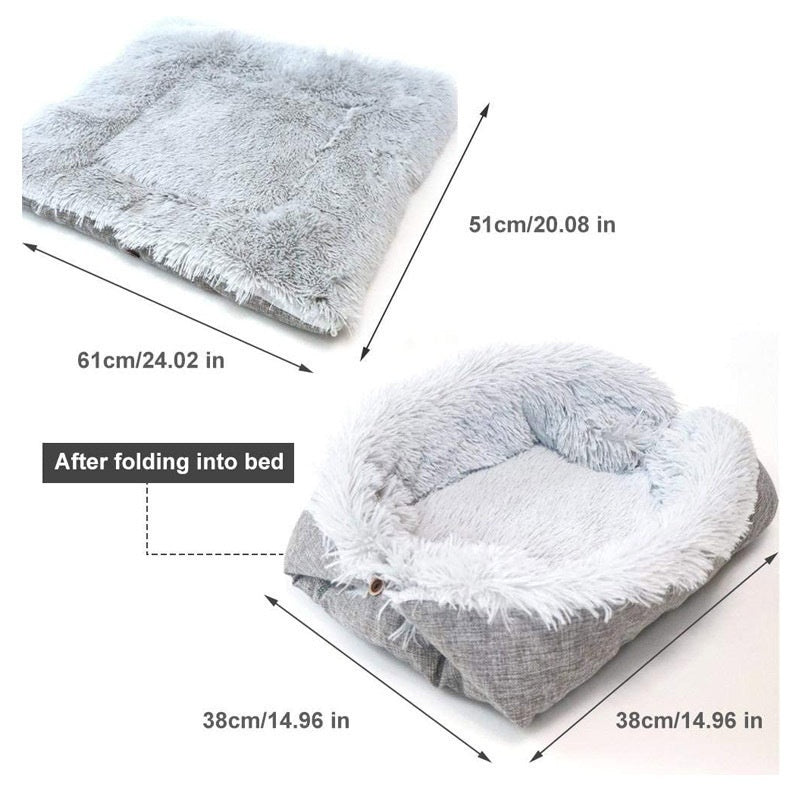 Winter Dual Use Plush Pet Bed