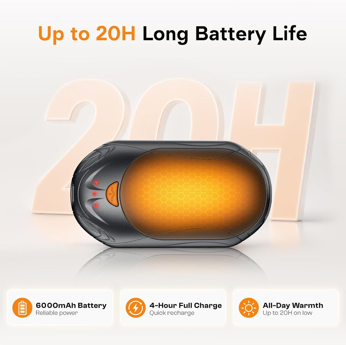 Hand Warmers,20H Heat,Rechargeable, Heat on Demand, 2 Pack