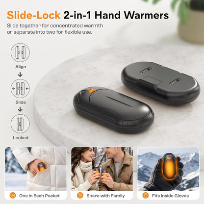 Hand Warmers,20H Heat,Rechargeable, Heat on Demand, 2 Pack