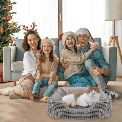Heated Cats Bed for Indoor Use, Electric Heated Pets Heating for and Small Dogs, Washable Pets Bed with Automatic Heating Pad (23X20X7 Grey)