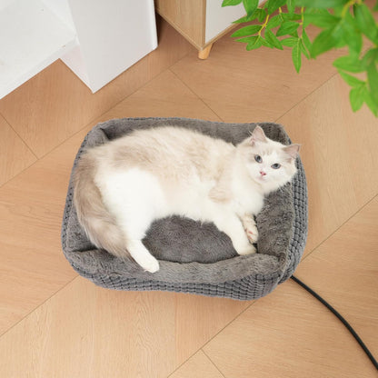 Heated Cats Bed for Indoor Use, Electric Heated Pets Heating for and Small Dogs, Washable Pets Bed with Automatic Heating Pad (23X20X7 Grey)